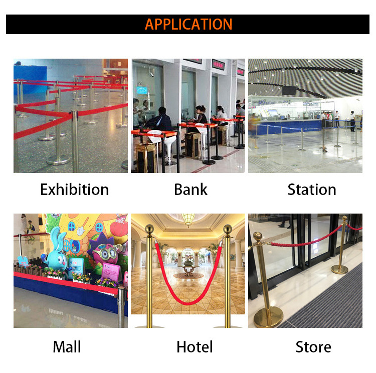 Crown Top Gold Barriers Stanchion Hotel Bank VIP Crowd Queue Line Control Sign Red Carpet Stand Control Velvet Ropes Barrier