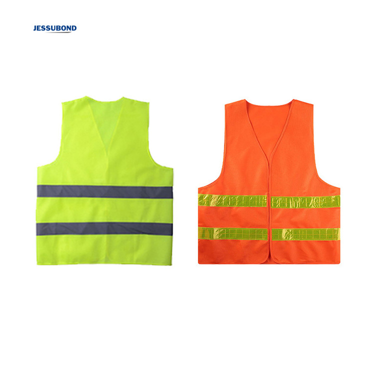 Custom logo available high visibility construction election bicycle  orange red green fabric reflective tape safety jacket vest