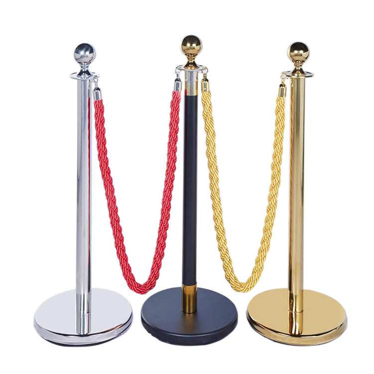 Crown Top Gold Barriers Stanchion Hotel Bank VIP Crowd Queue Line Control Sign Red Carpet Stand Control Velvet Ropes Barrier