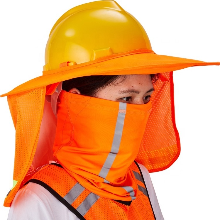 Hard Hat Sun Shade Neck Protection High Visibility Cover Neck  Full Brim Mesh Reflective Strap For Man and Women Outdoor