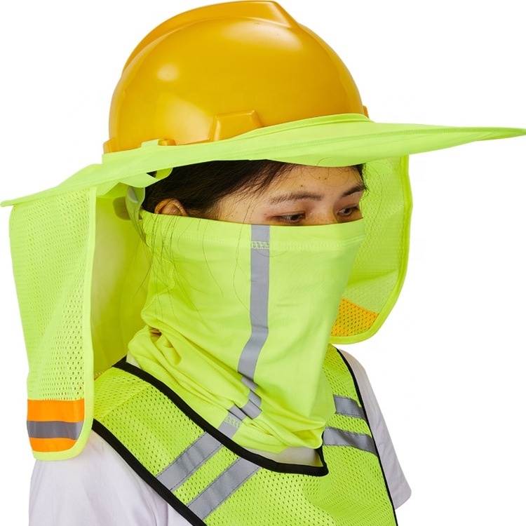 Hard Hat Sun Shade Neck Protection High Visibility Cover Neck  Full Brim Mesh Reflective Strap For Man and Women Outdoor