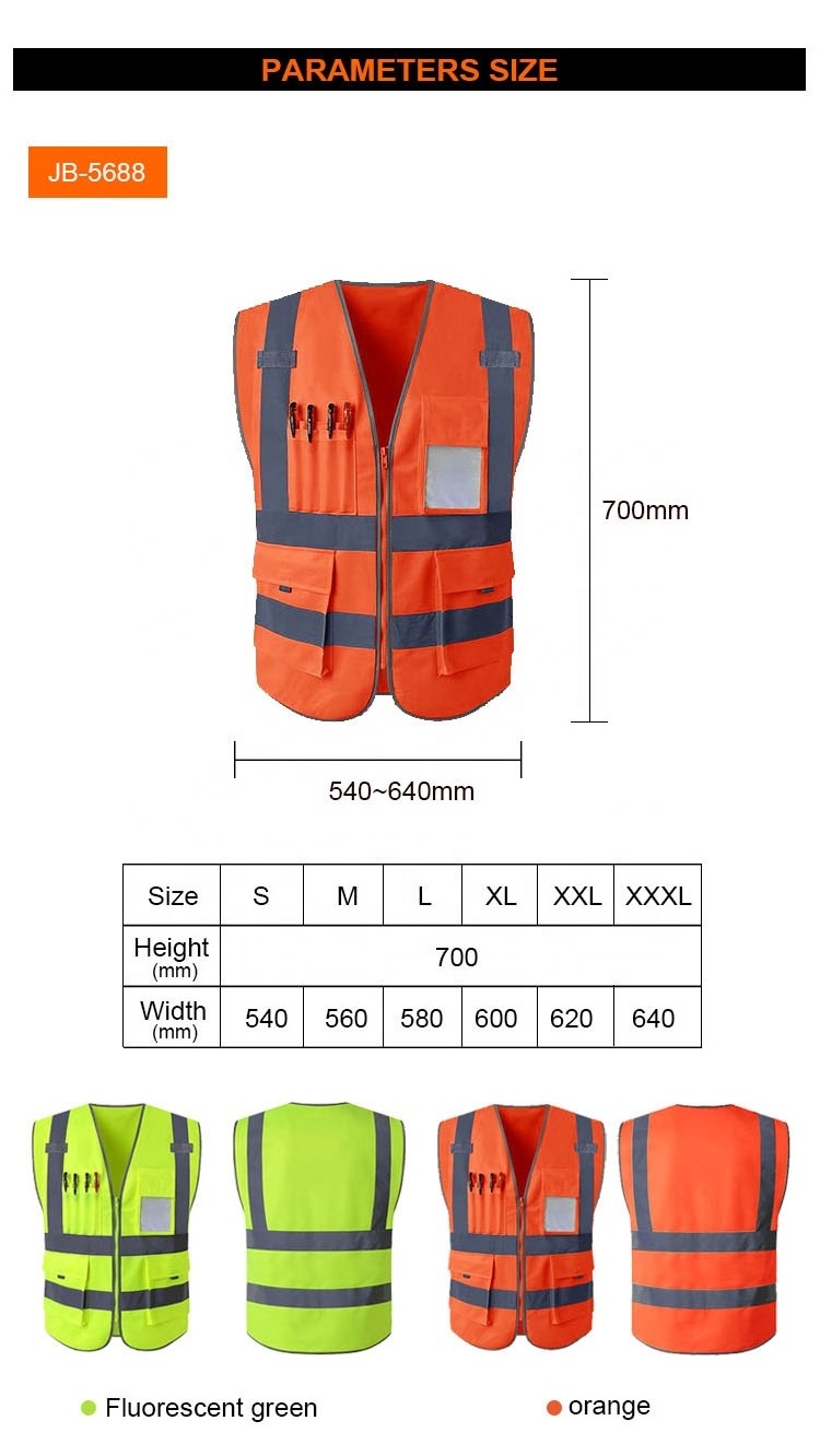 High Vis Jacket Reflective Safety Vest Construction Apparel Safety Clothing High Visibility Vest