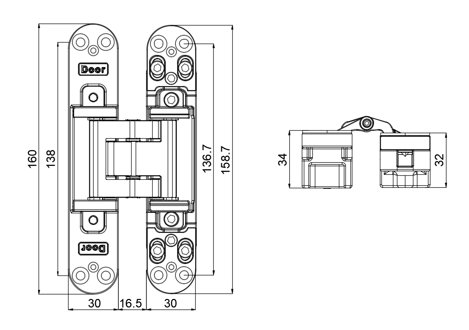 GD120  sus 304 stainless steel adjustable gate hinges snap closing semi concealed invisible hidden hinges