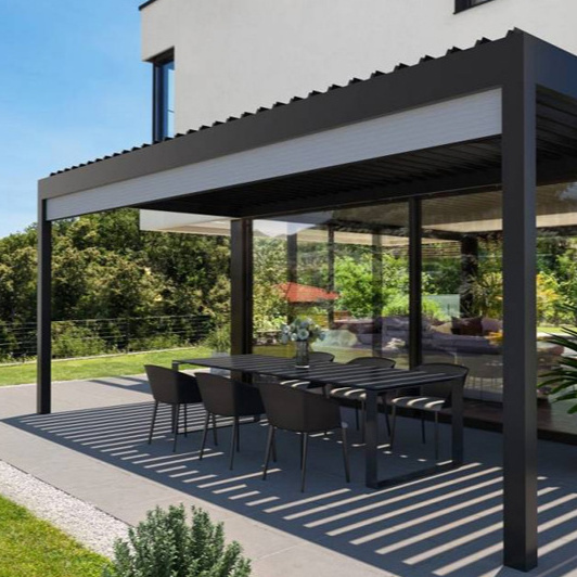 pergola Furniture Garden Gazebo Motorized System Aluminum Pergola Gazebo With Adjustable Roof Louvers