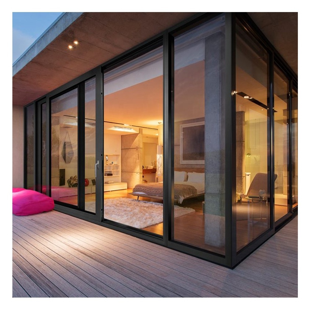 Color Large Glass Panels Design Aluminum Sliding Patio Door Double Glass Sliding Door Customized Stainless Steel Modern Villa