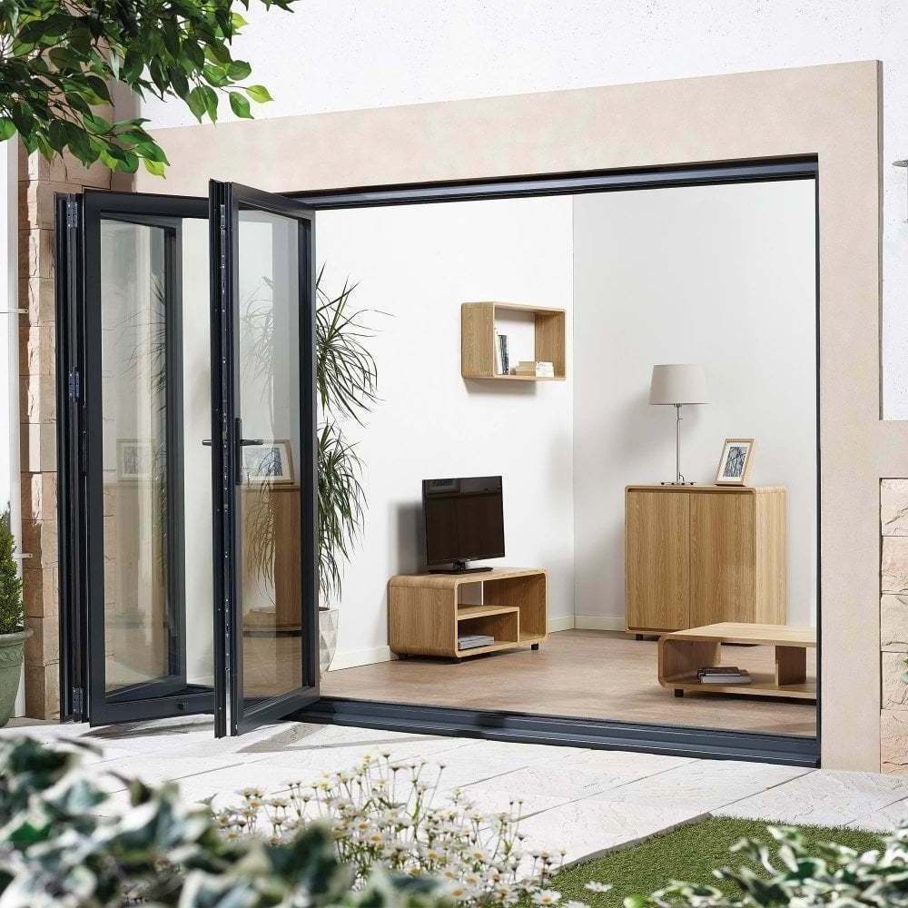 Custom Security Metal Frame Sliding Bifold Door Aluminum Folding Patio Folding Door Bifold Door Outside