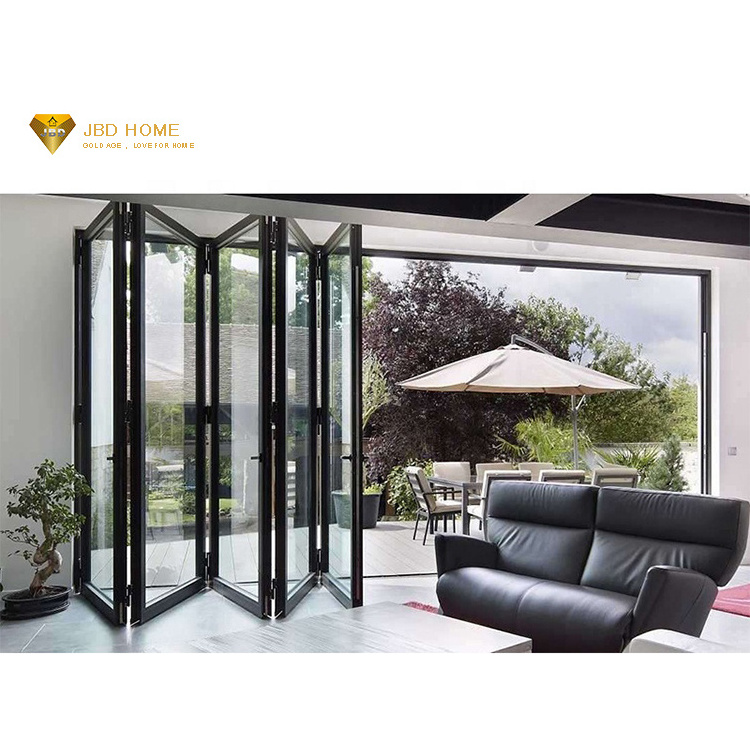 aluminum accordion glass bi folding door exterior sliding bi