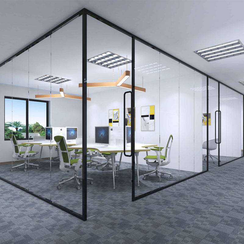 12mm thickness tempered glass aluminum frame demountable partition walls for office