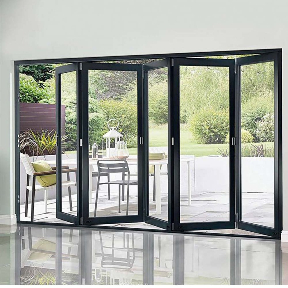 Custom Security Metal Frame Sliding Bifold Door Aluminum Folding Patio Folding Door Bifold Door Outside