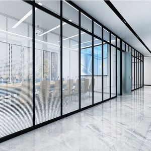 12mm thickness tempered glass aluminum frame demountable partition walls for office