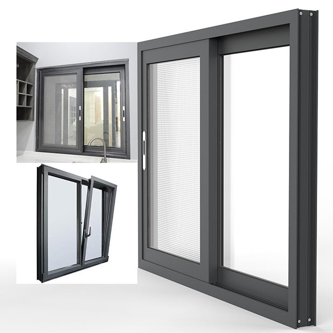 Sound Insulation Top Brand Interior Aluminum 3 Track Sliding Window Customized Bulk Waterproof 3 Track Sliding Windows