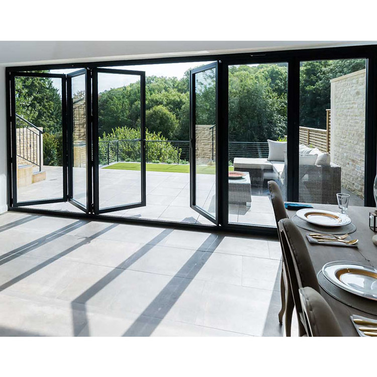 Soundproof House Exterior French Folding Door - Powder Coated Aluminium Bi-fold Patio Doors