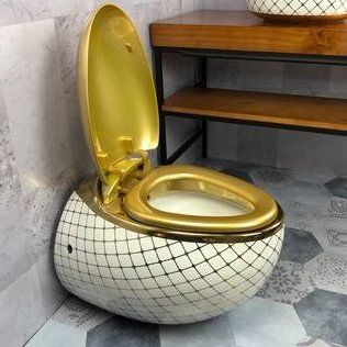 Modern Luxury Gold Pattern Ceramic One-Piece Flush Bathroom Toilet golden toilets