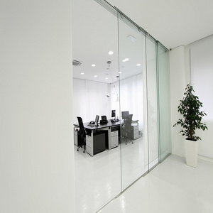 Office 4 Panel Closet Sliding Glass Door Soft Closing Frameless Systems