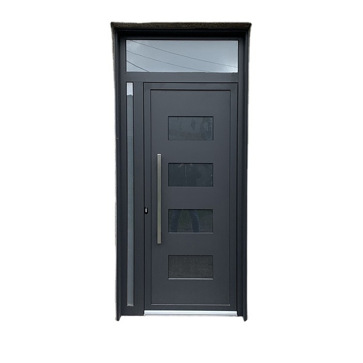 Outdoor Stainless Steel Security Front Door for Home Top Manufacturer Black Aluminum Pivot Front Entrance Door