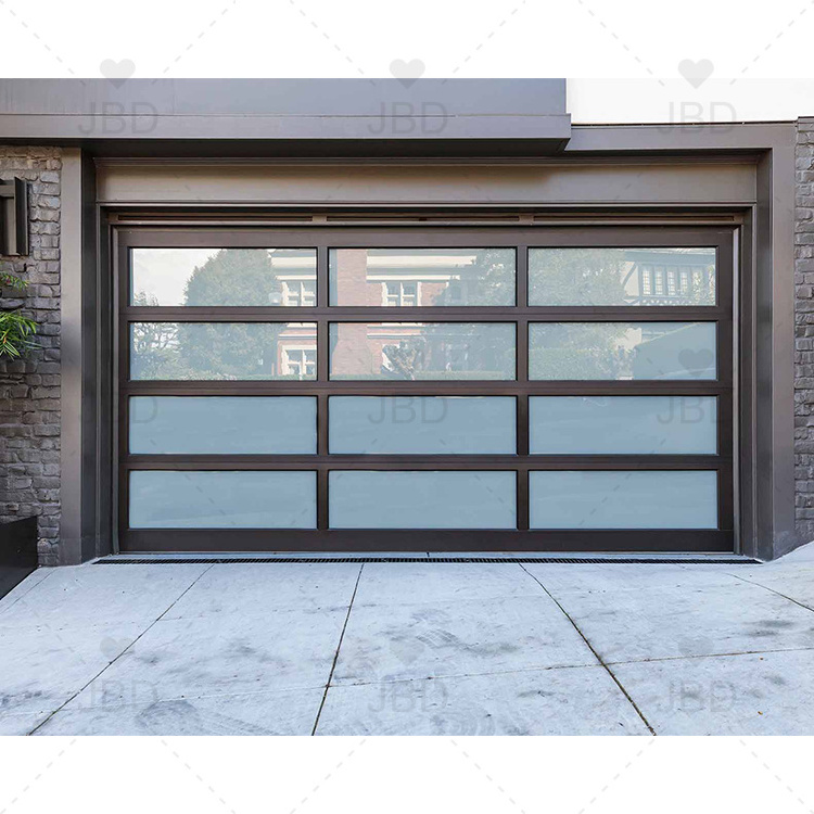 Commercial Vertical Bifold Garage Doors: High Standard and China Glass Graphic Design Key Lock Modern Aluminum Alloy Finish CG1