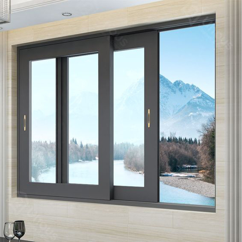 Latest Double Glazed Aluminum Sliding Windows: High Quality Kitchen Design with Light Blue Tinted Glass