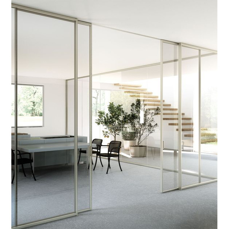 Office 4 Panel Closet Sliding Glass Door Soft Closing Frameless Systems