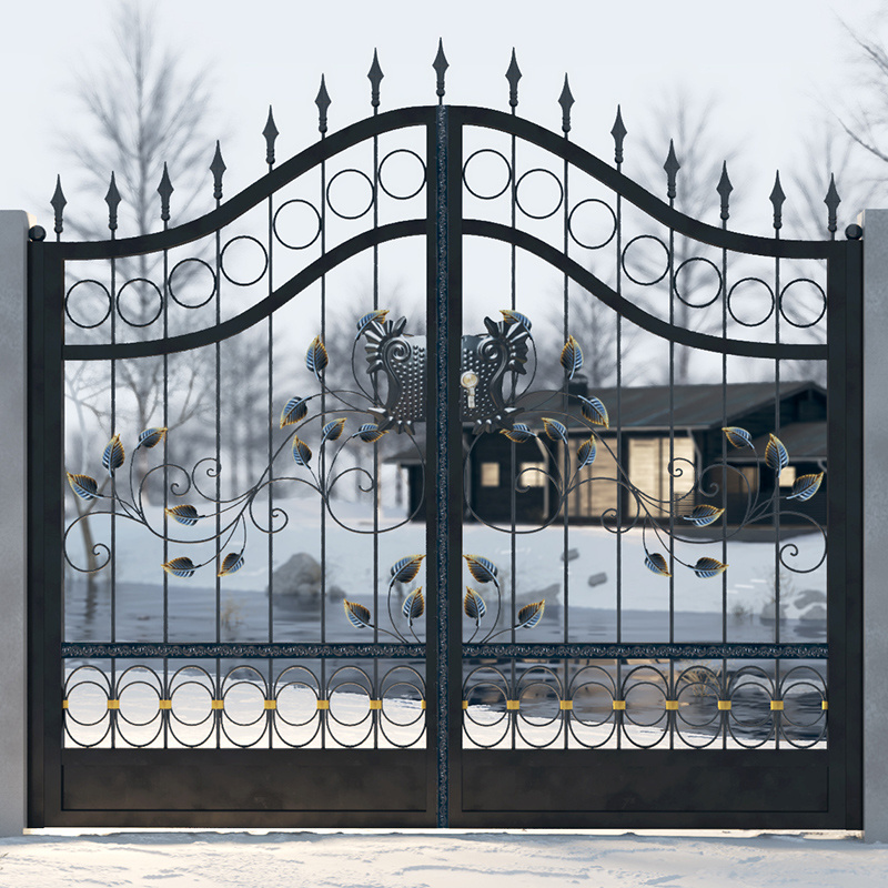 Sliding swing iron gate driveway gate automatic entrance main gates villa garden security grill design