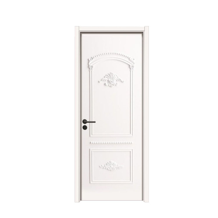 Solid Wooden Door PVC WPC Latest Designs Prehung 6 panels White Hollow Core MDF Wood Texture Moulded Door for Bedroom Interior