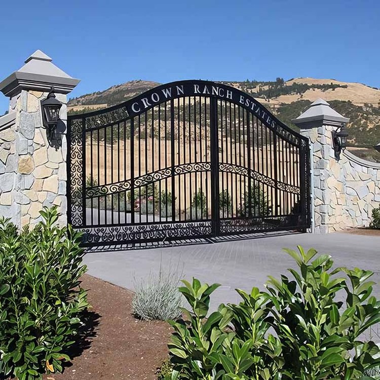 Customized automatic wrought iron garden gates electric sliding driveway gate design outdoor