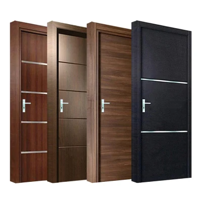 American Latest Design Soundproof Prime MDF Inside Solid Wooden Door Melamine Veneer Panel Black Walnut Door