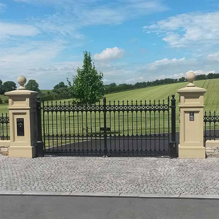 Customized automatic wrought iron garden gates electric sliding driveway gate design outdoor