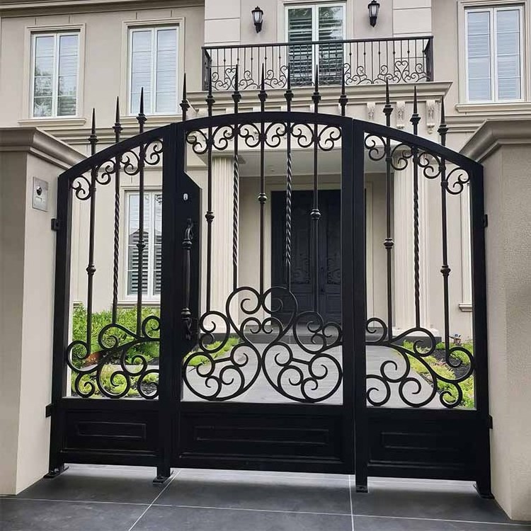 Customized automatic wrought iron garden gates electric sliding driveway gate design outdoor