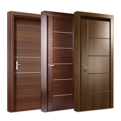 American Latest Design Soundproof Prime MDF Inside Solid Wooden Door Melamine Veneer Panel Black Walnut Door