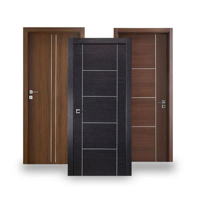 American Latest Design Modern Bedroom Veneer Panel Black Walnut Interior Single Walnut Wooden Door Solid Flat Single Wood Doors