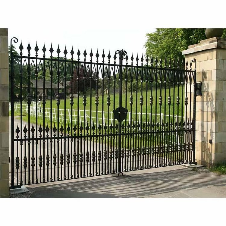 High quality latest main manor gate design front entry doors automatic wrought iron driveway swing gates for houses