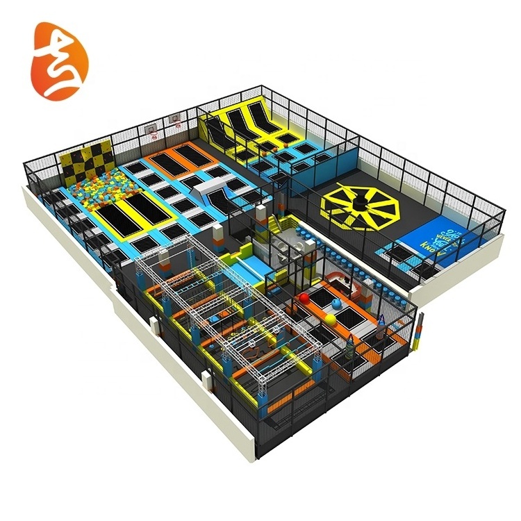 Manufacturer custom professional indoor commercial spring trampoline park equipment with trampoline socks