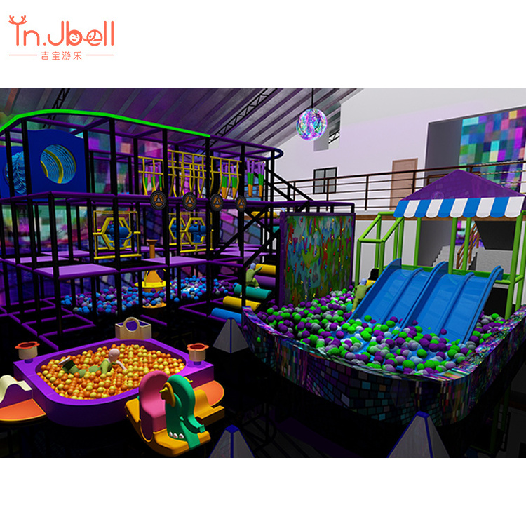 2022 New Design Commercial Purple Black Indoor Kids Games Trampoline Park Playground Equipment