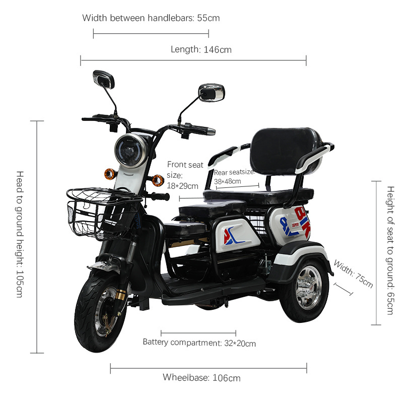 adult disability elderly handicapped electric mobility scooter 3 wheel e bicycle moped three wheel electric tricycle