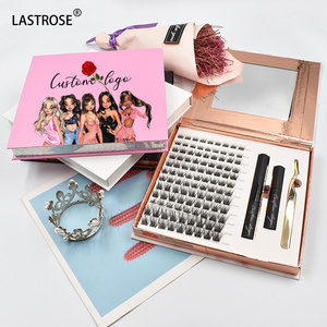 Natural Cluster Lashes Extension Kit Mix Curl DIY Eyelash Extensions with Individual Segmented Lashes and Tweezers Glue