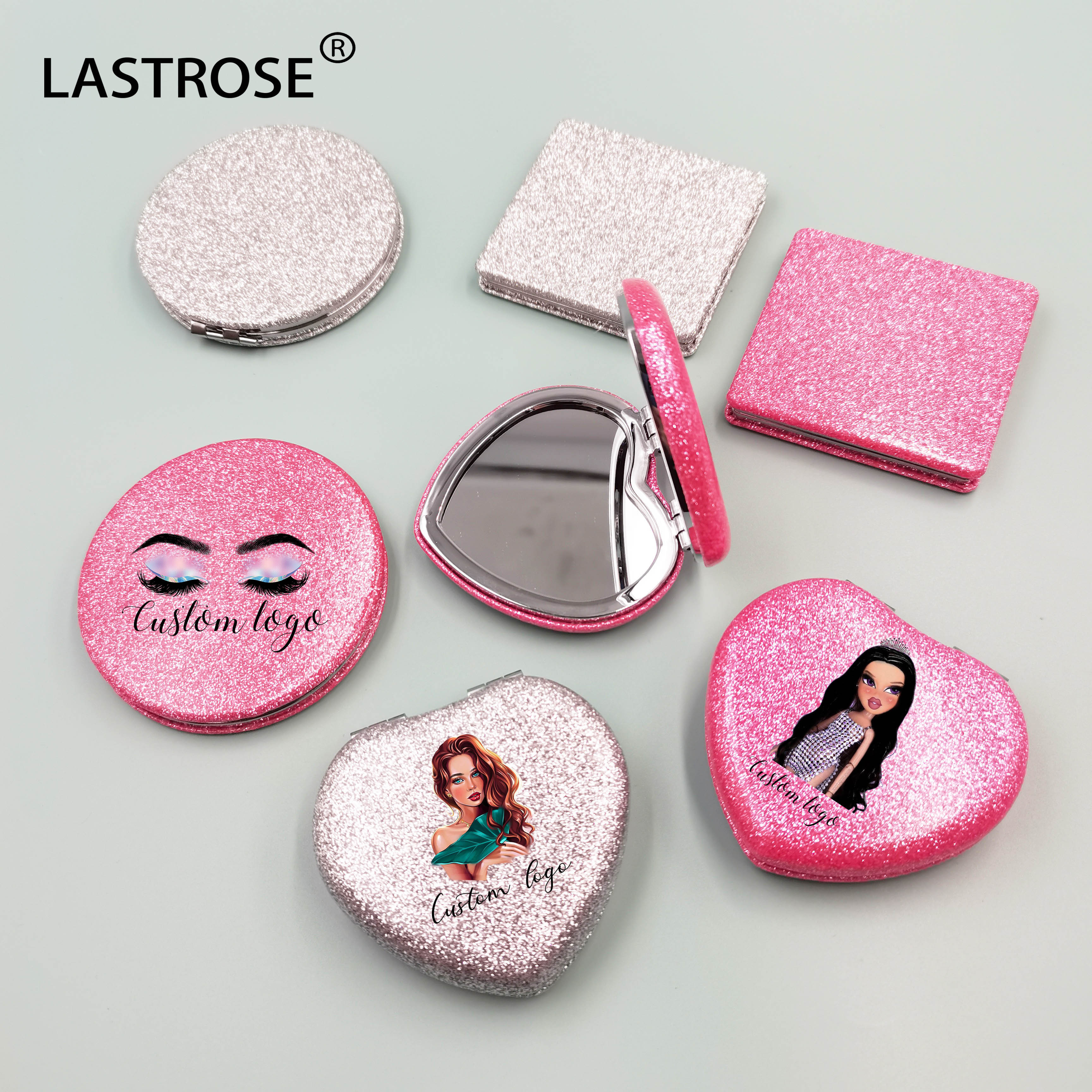 Wholesale Folded Round Square Cosmetic Mirror Personalized Vanity Double Pocket Mirror Private Label hand mirror for girl makeup