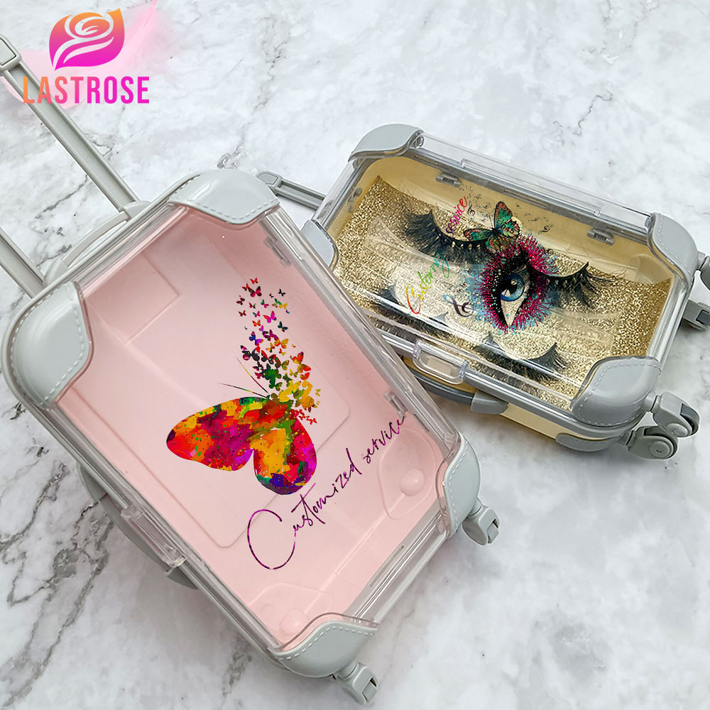 private label mini suitcase packaging box wholesale OEM  toy suitcase with logo lashes mini suitcase