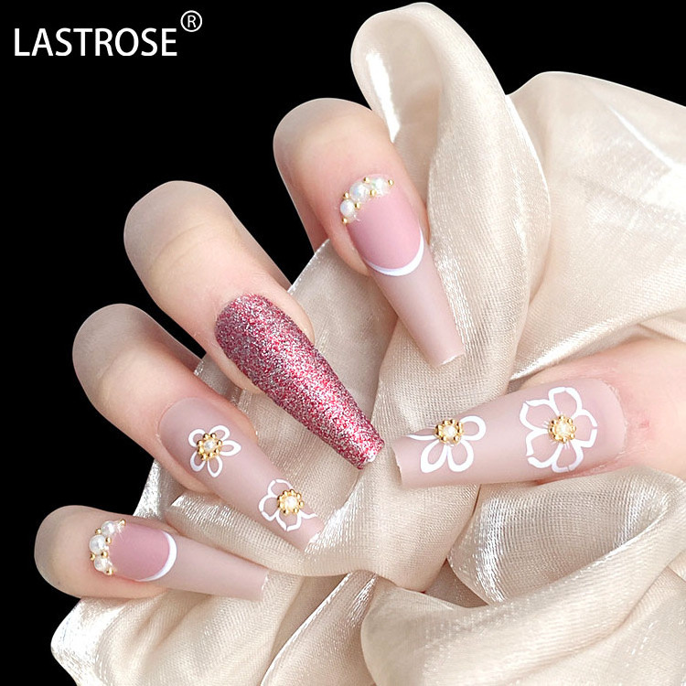 OEM Private Label Art False Nails Luxury Long Ballerina French Coffin Press On Nails Artificial Nails Supplies