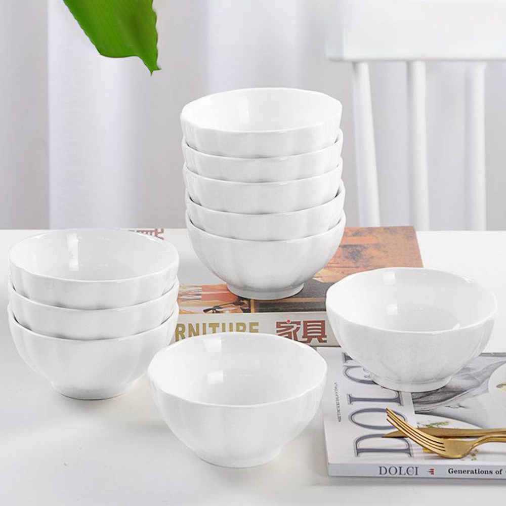 Jinaijia Porcelain Pumpkin Fluted Bowl Set For Cereal Salad Pasta Soup Bowl Dishwasher Microwave Safe Ceramic Cereal Bowl