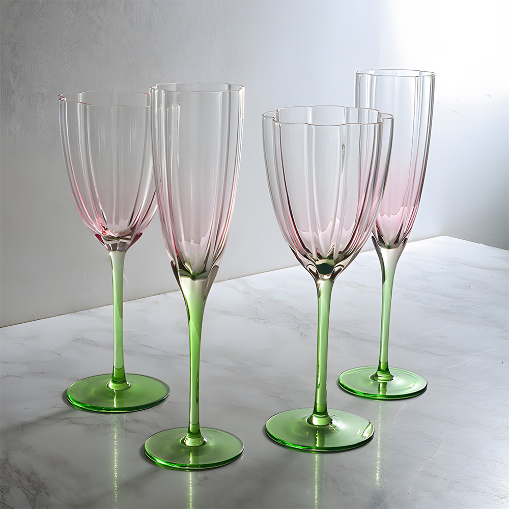 Creative White Wine Goblets Crystal Champagne Glassware Set for Home Decor