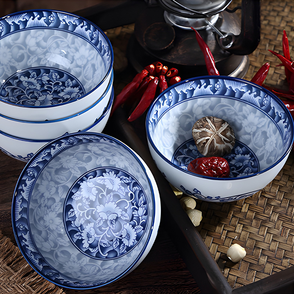 Jinbaijia antique chinese blue and white porcelain dishes plates bowls chinese ceramic plates set  tableware dinnerware