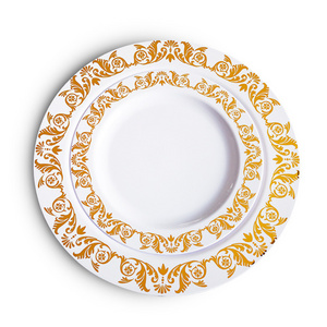 Jinbaijia 7.5 Inch 10.25 Inch Tableware Hot Selling Ps Plastic Bronzing Appetizer Plate Wholesale Bread And Butter Plate