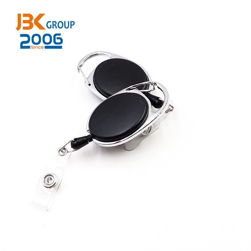 Badge Holders, Retractable Badge Reel with Carabiner Belt Clip and Key Ring for ID Card Name Holder and Keychain