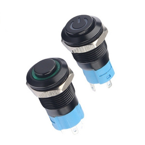 Black Metal Push Button Switch 12mm Waterproof Small illuminated with LED Momentary Latching Push Button Switches