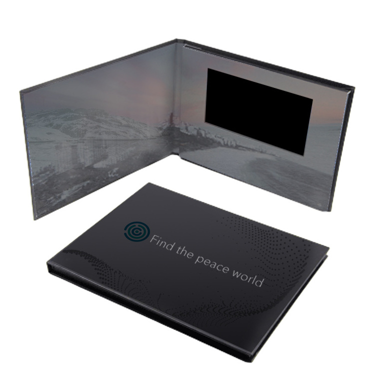 Lcd Video Brochure Wholesale A5 Black Paper Advertising Player 7 Inch Video Music Photo brochure