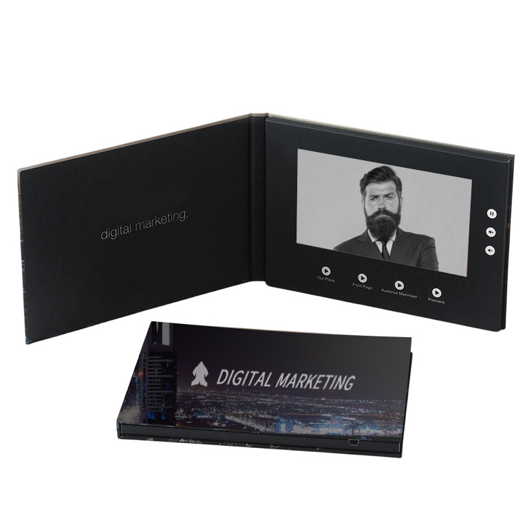 Lcd Video Brochure Wholesale A5 Black Paper Advertising Player 7 Inch Video Music Photo brochure