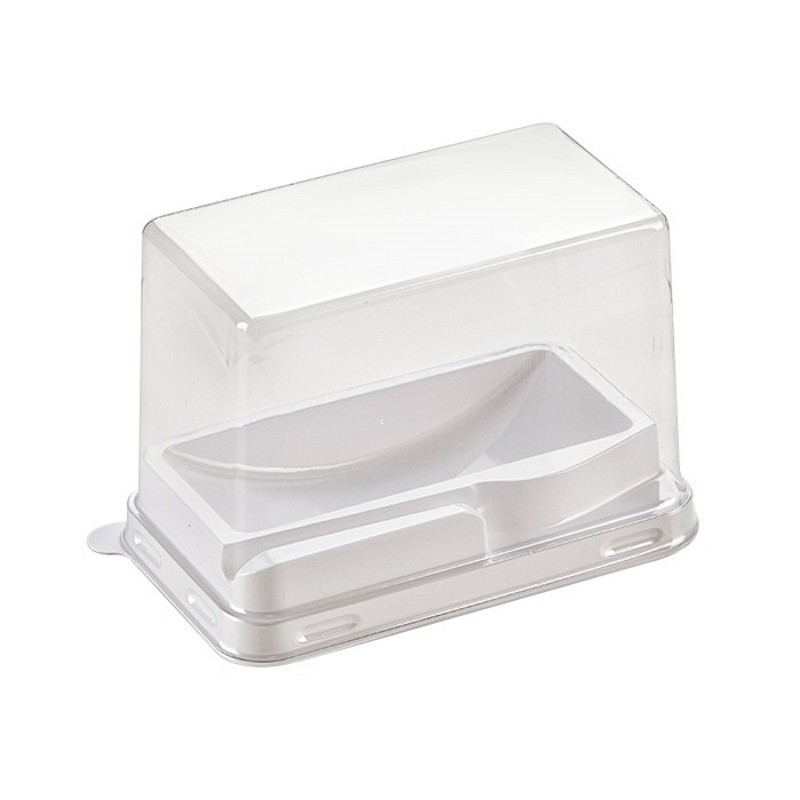 Wholesale Swiss Roll Packaging Box Disposable Transparent PET Plastic Dessert Cookie Container Rectangular Box