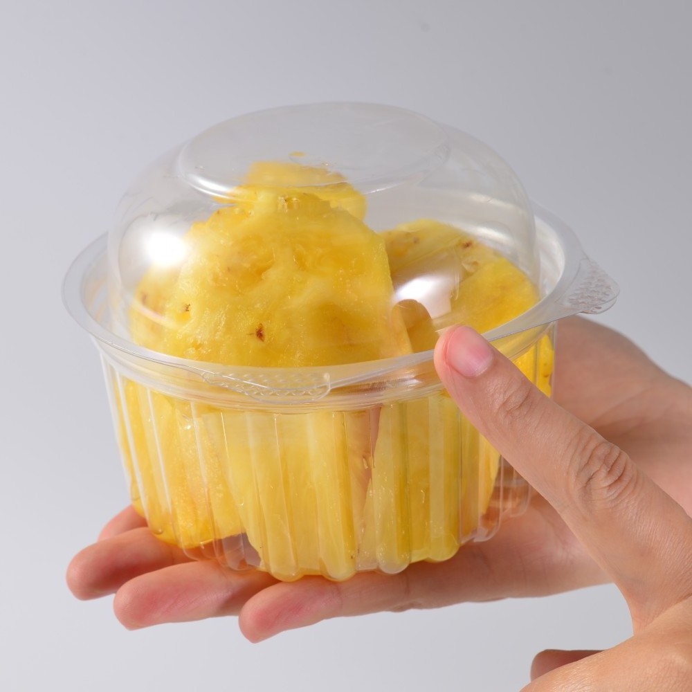 Custom PET Clear Plastic Disposable transparent plastic 12 24 32 48 OZ fruit salad bowl container packaging box with lid