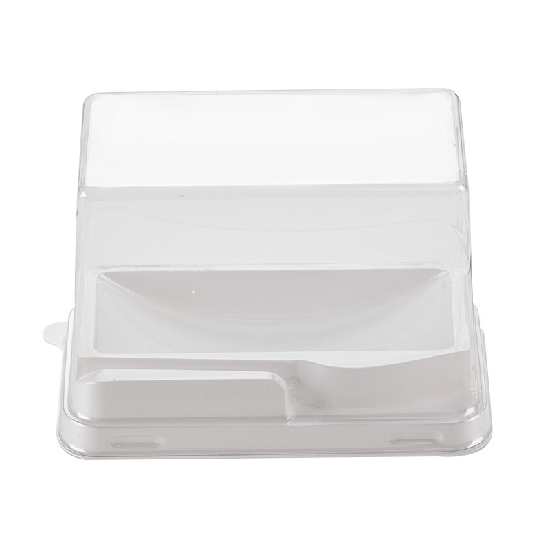 Wholesale Swiss Roll Packaging Box Disposable Transparent PET Plastic Dessert Cookie Container Rectangular Box