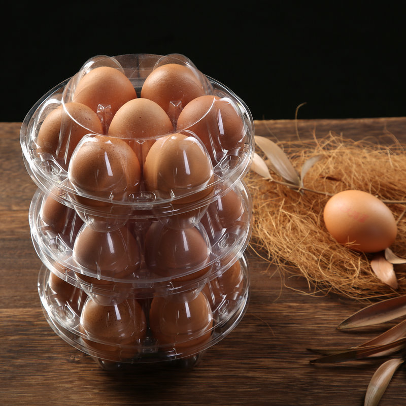 Wholesale 7 Counts PET Plastic Egg Tray Chicken Egg Packaging Cartons Reusable Clear Round Egg Tray For Farm Market Household